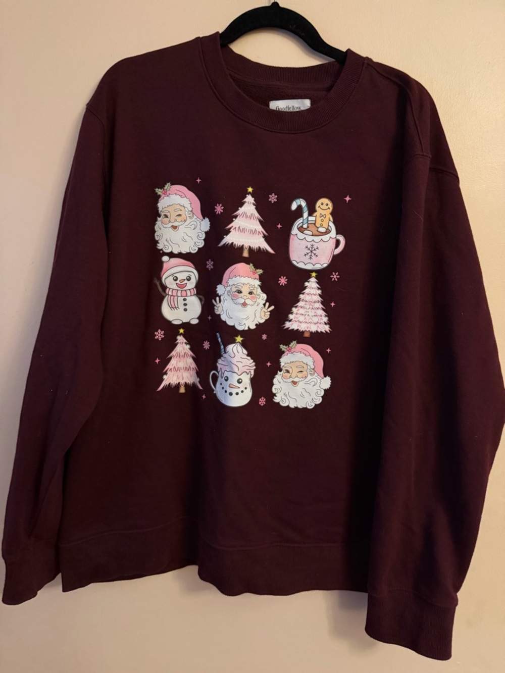 Goodfellow & Co Maroon Crewneck Sweatshirt with White Label